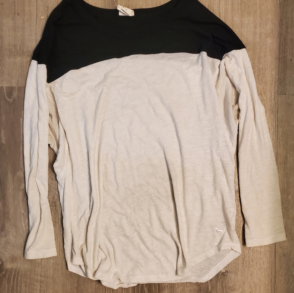 Pink victorias secret black and white long sleeve